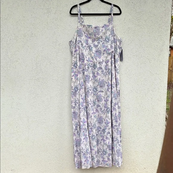 Lane Bryant Floral purple, blue and white tiered maxi dress with pockets - tags - Picture 1 of 12